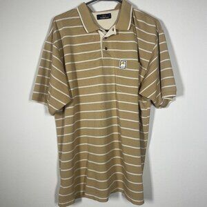 Jim Thompson Men's Short Sleeve Polo Stripe Tan/White XL!